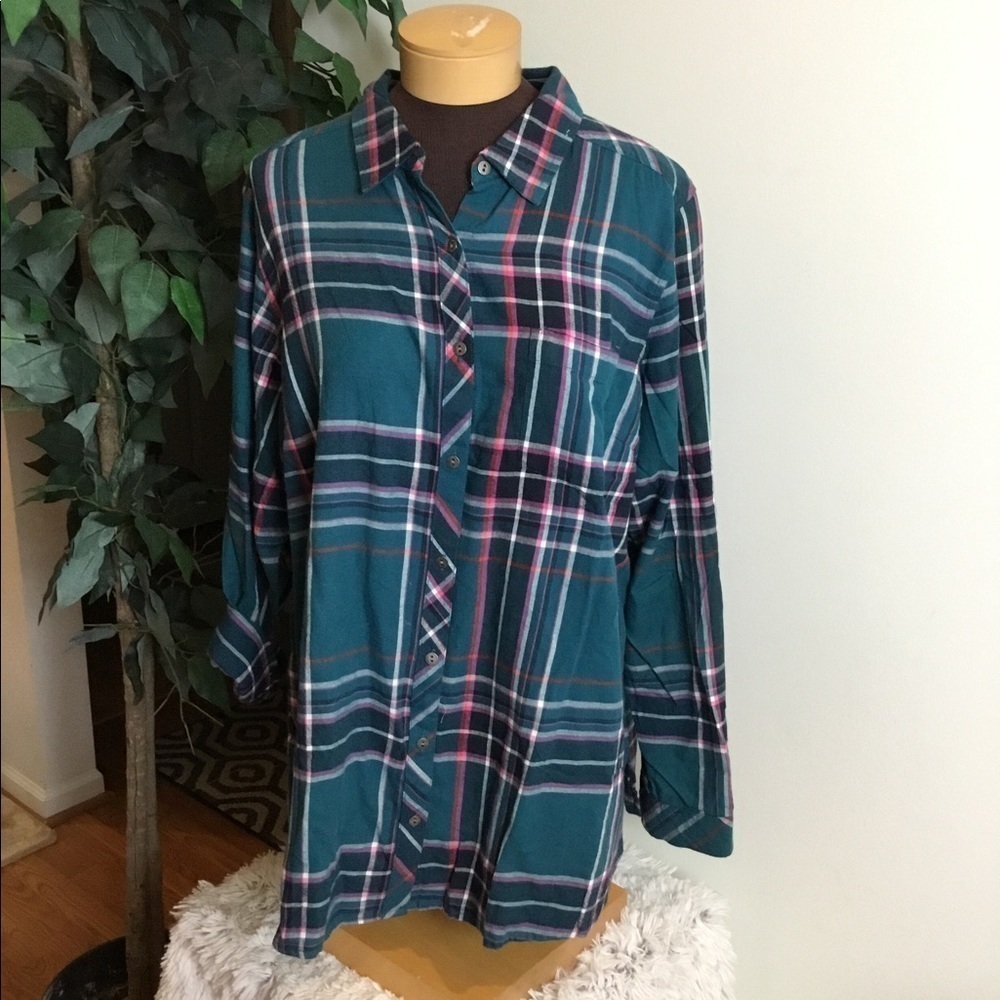 SONOMA Essentials plaid Flannel button down 1X